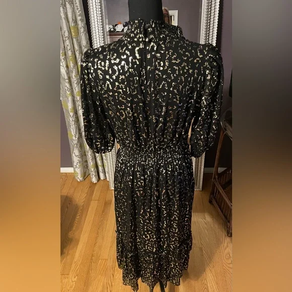 Ina black and gold halter midi dress size M - Picture 4 of 7
